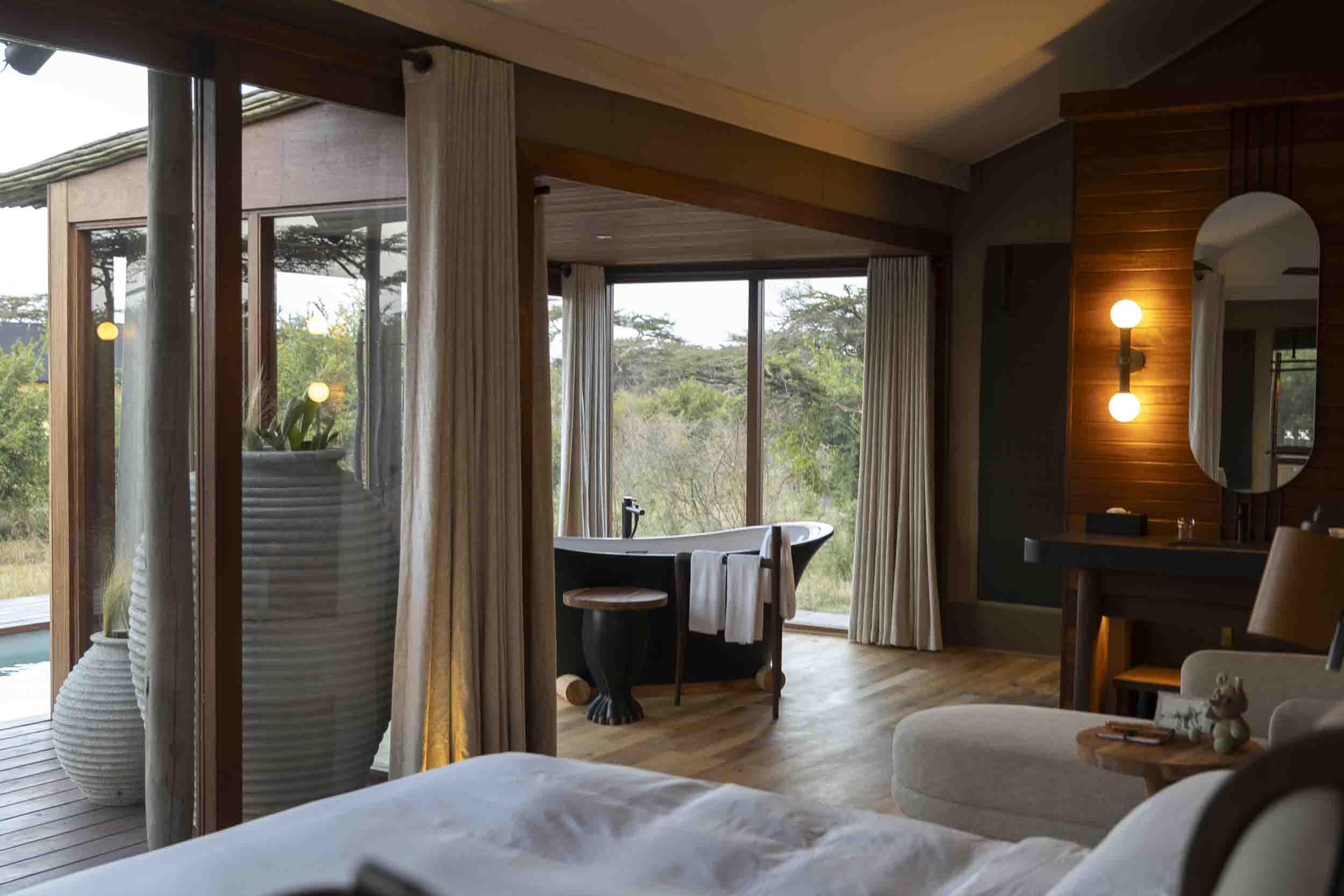 A bathtub in a room at JW Marriott Mount Kenya Rhino Reserve Safari Camp, Solio Game Reserve